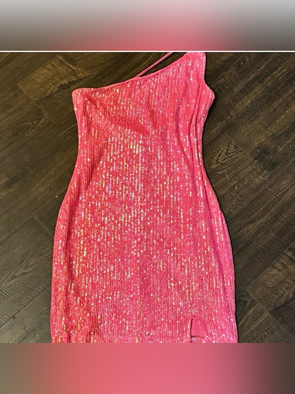 Pink Sequin One-Shoulder Bodycon Dress size 7/8 homecoming dress
